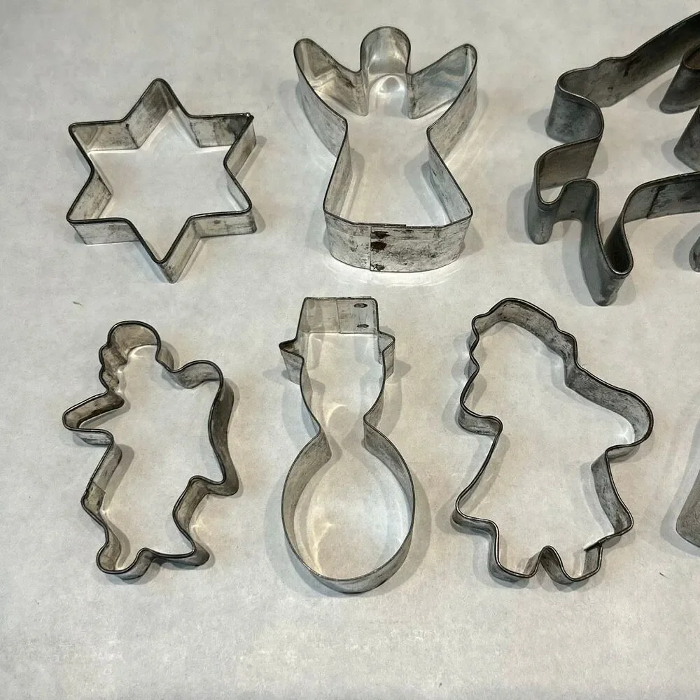 Vtg SET Aluminum Cookie Cutter Metal Christmas Holiday Star Reindeer Snowman Ang